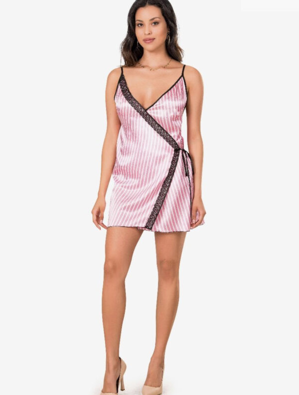 ΝΥΧΤΙΚΟ ΣΑΤΕΝ BABY PINK STRIPES- MG243