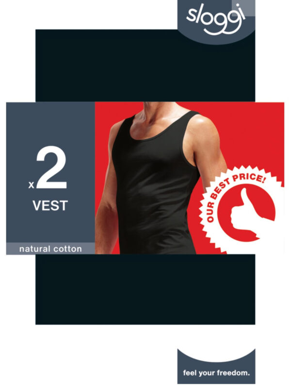 Sloggi Men 24/7 SH02 Vest 2P Αντρική Φανέλα Με Τιράντα Μαύρο 2τεμ-10163154-0004 - Image 4