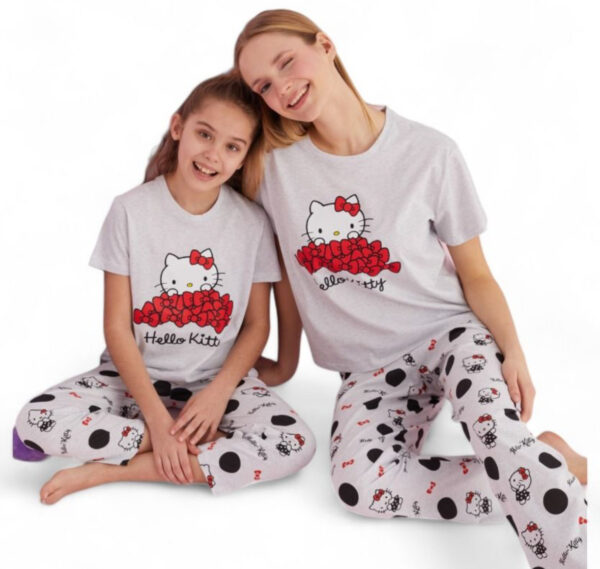 ΠΙΤΖΆΜΑ ΠΑΙΔΙΚΉ ΜΕ ΜΑΚΡΎ ΠΑΝΤΕΛΌΝΙ HELLO KITTY LOVE : HK015K - Image 5