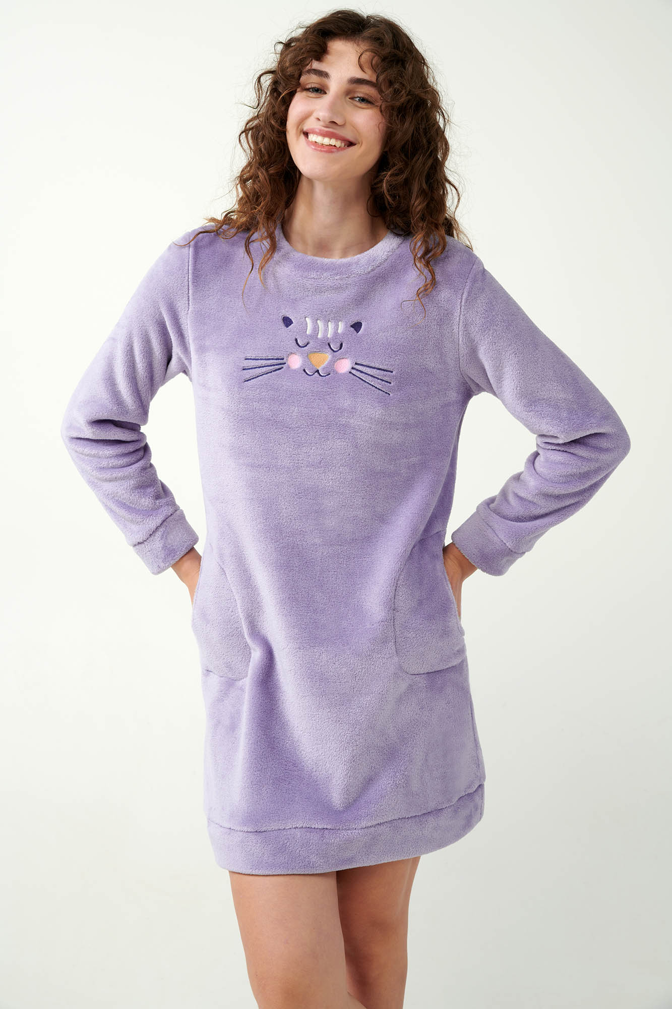 1_0602441502 Vamp Νυχτικό Fleece με Τσέπες Λιλά: 21305