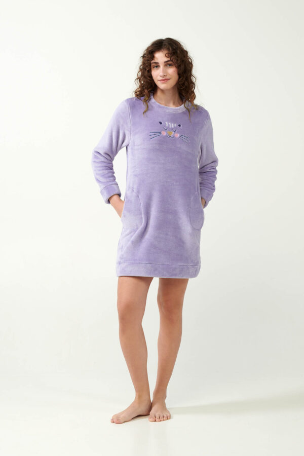 Vamp  Νυχτικό Fleece με Τσέπες Λιλά: 21305 - Image 2