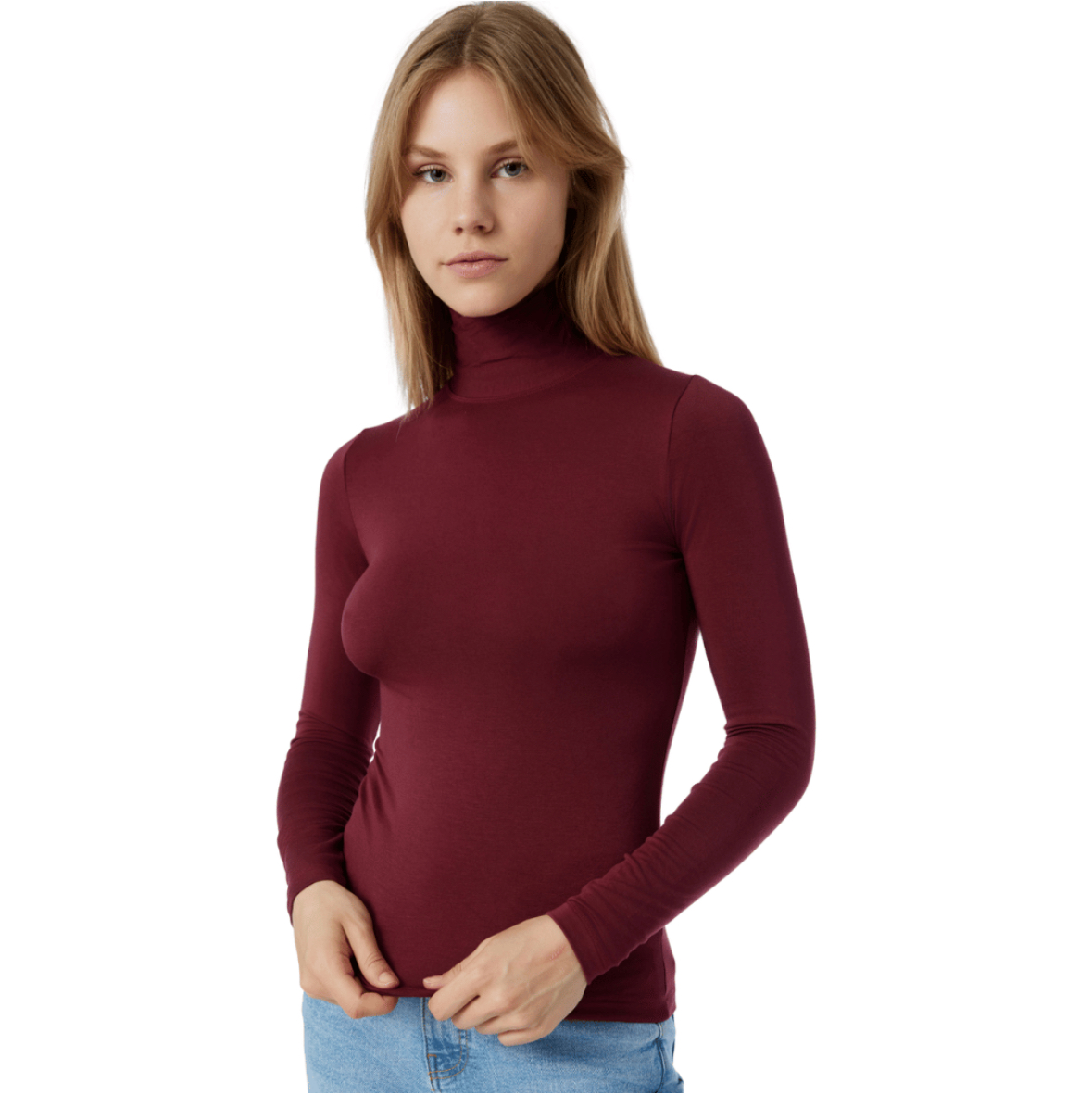 IMG_5766 Minerva Fimelle TENCEL™ Modal μακρυμάνικο Ζιβάγκο Μπλούζα μπορντώ: 90-91740-431 - Image 1