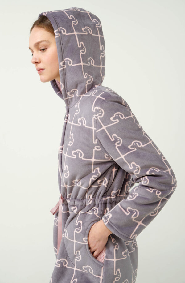 Vamp Fleece Ρόμπα με Σκύλο-Παζλ Μοτίβο : 21481 - Image 3
