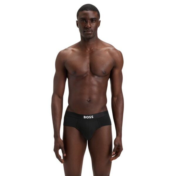 Boss Men Three Pack Of Stretch Cotton Briefs With Logo Waistbands Multipack :50546561-981 - Image 5