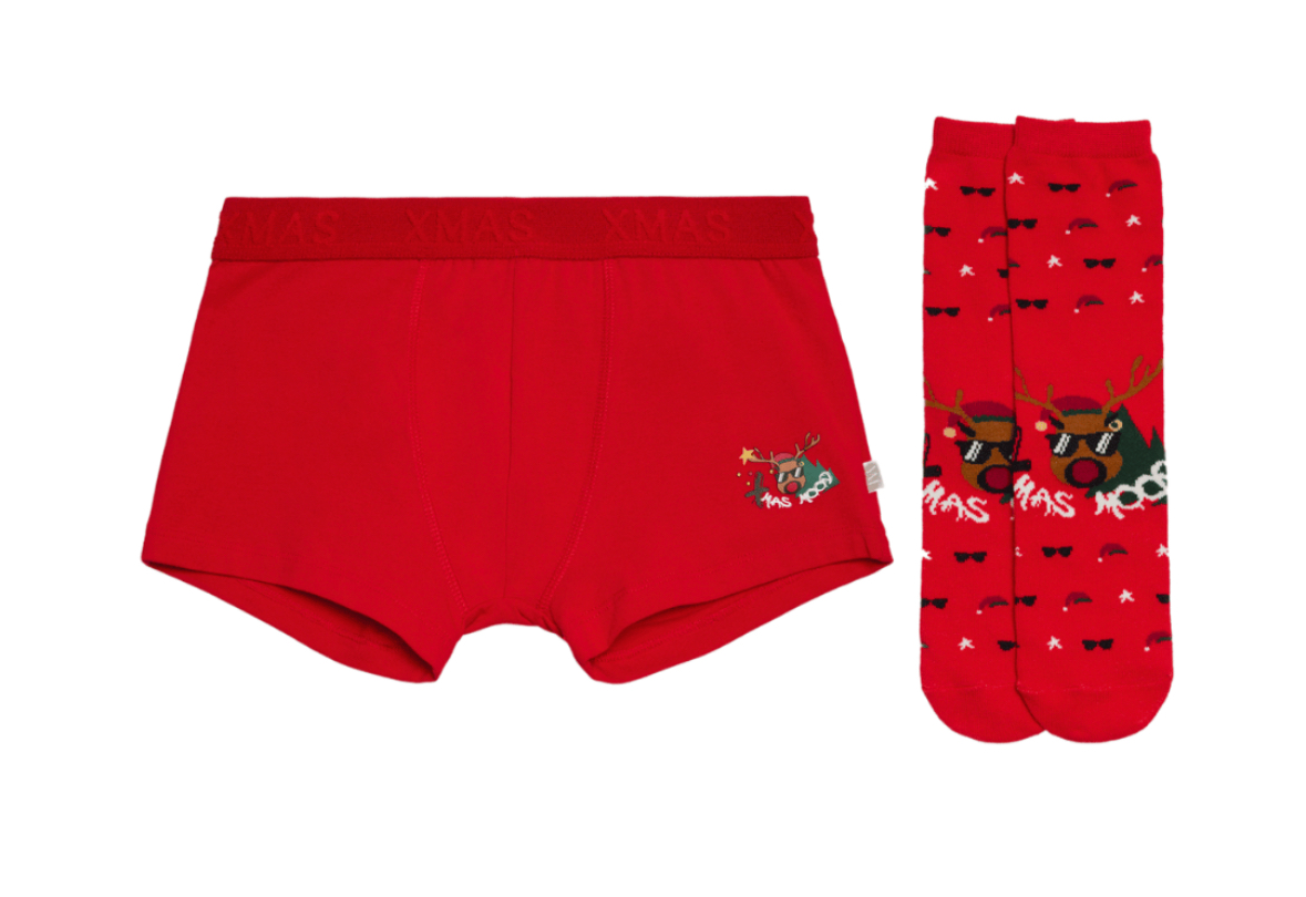 IMG_0625 Ysabel Mora For Boy Christmas Collection Set Boxer & Socks :Y18951-RED - Image 1