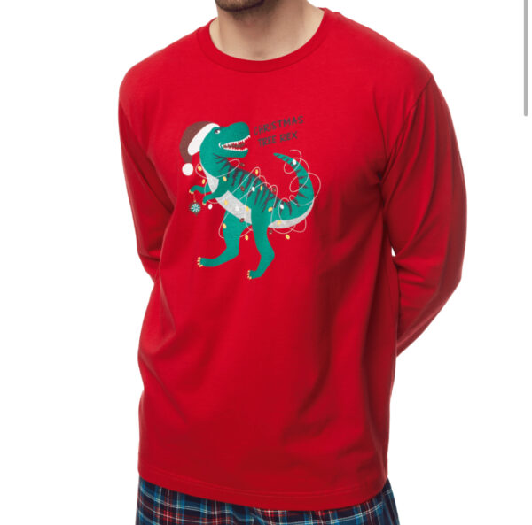 Minerva Ανδρική Πιτζάμα X-Mas Dino Κόκκινο-Μπλε Καρό:90-71013-18 - Image 3