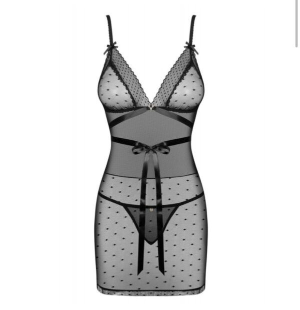 Obsessive Bowessa Set Babydoll & String Μαύρο :OBBOWESSA-CHEMISETHONG-BLACK - Image 4