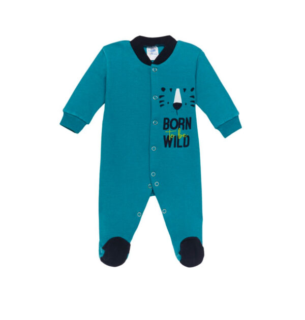 Pretty Baby Βρεφικό Βαμβακερό Φορμάκι Born To Be Wild Πετρόλ:PRETTYBABY35874-11