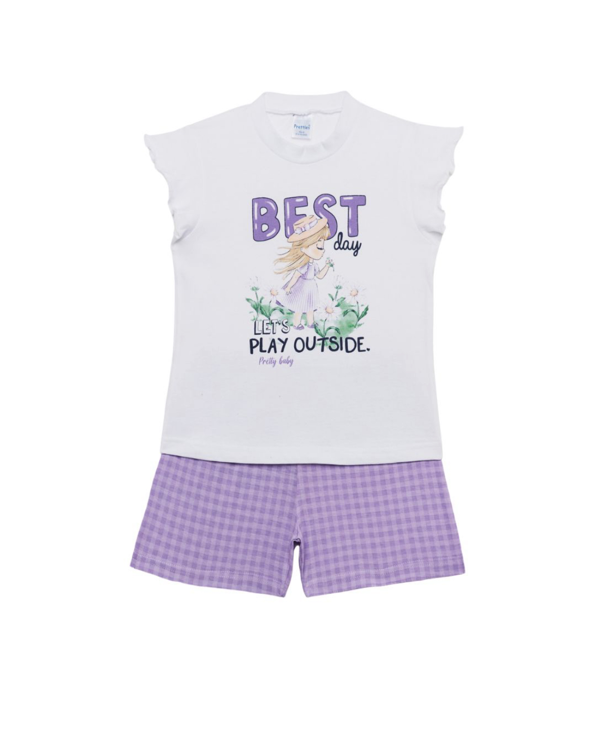 IMG_8565 Pretty Baby Βρεφική/Παιδική Πιτζάμα Κορίτσι Best Day Λευκό-Λιλά:PRETTYBABY65538-190 - Image 1