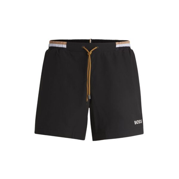 Boss Ripstop Fabric Swim Shorts With Contrast Logo Μαύρο :50469324-001 - Image 3