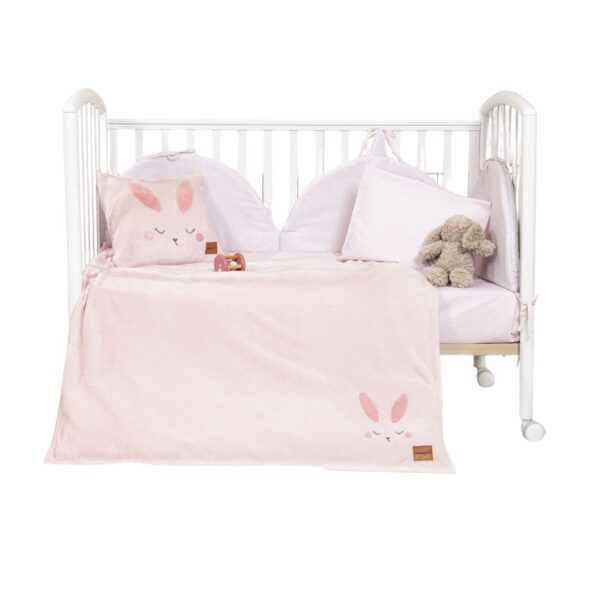 Nima Home Βρεφική Κουβέρτα Κούνιας Fleece Bunny 110x150cm Ροζ : 35442 - Image 3