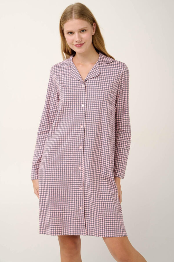 Interlock Κουμπωτό Νυχτικό με Houndstooth Μοτίβο vamp: 21498