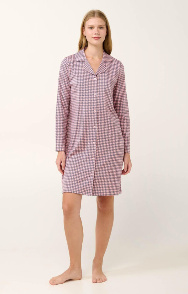 Interlock Κουμπωτό Νυχτικό με Houndstooth Μοτίβο vamp: 21498 - Image 5