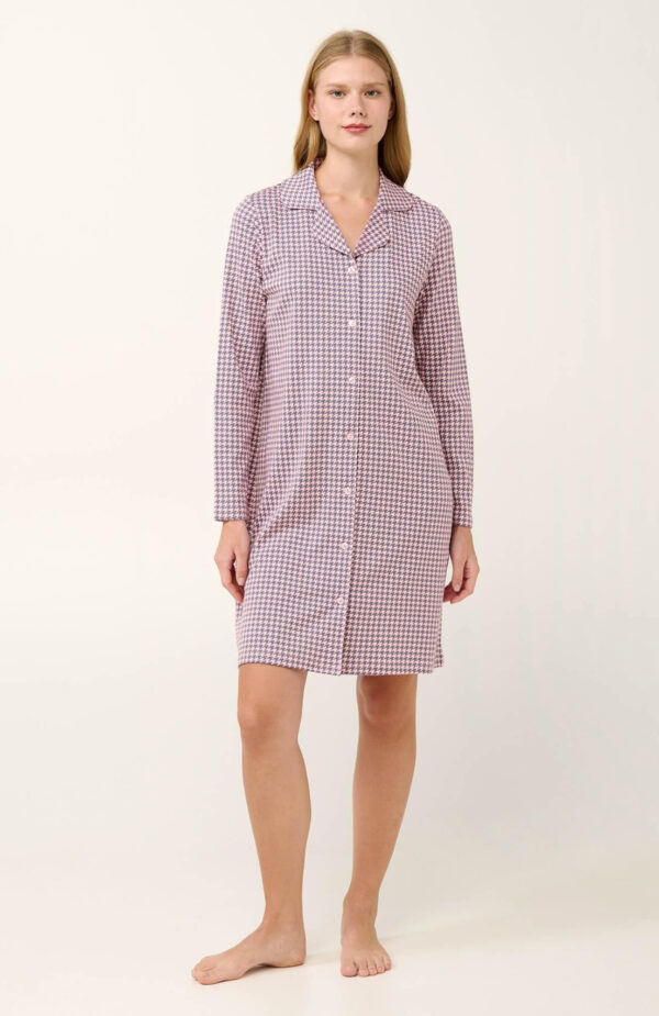 Interlock Κουμπωτό Νυχτικό με Houndstooth Μοτίβο vamp: 21498 - Image 3