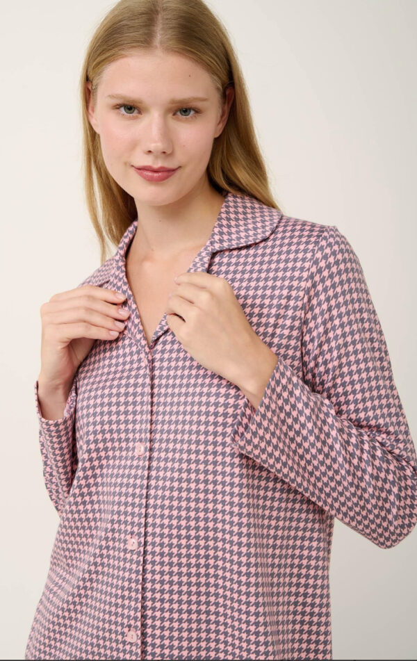 Interlock Κουμπωτό Νυχτικό με Houndstooth Μοτίβο vamp: 21498 - Image 4