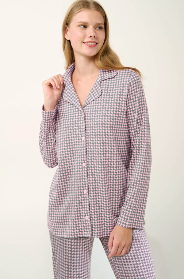 Interlock Κουμπωτή Πυτζάμα με Houndstooth Μοτίβο vamp: 21497 - Image 2