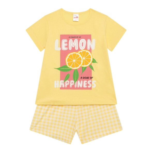 Minerva Παιδική/Εφηβική Κοντομάνικη Πιτζάμα Κορίτσι Lemon :90-62487-323